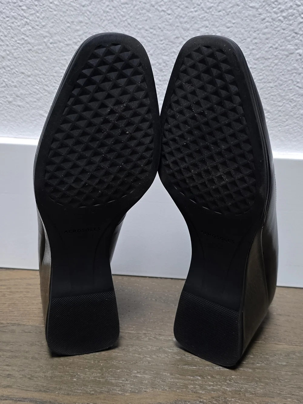 Aerosoles Aurora Leather Square Toe Wedge Pump in Black